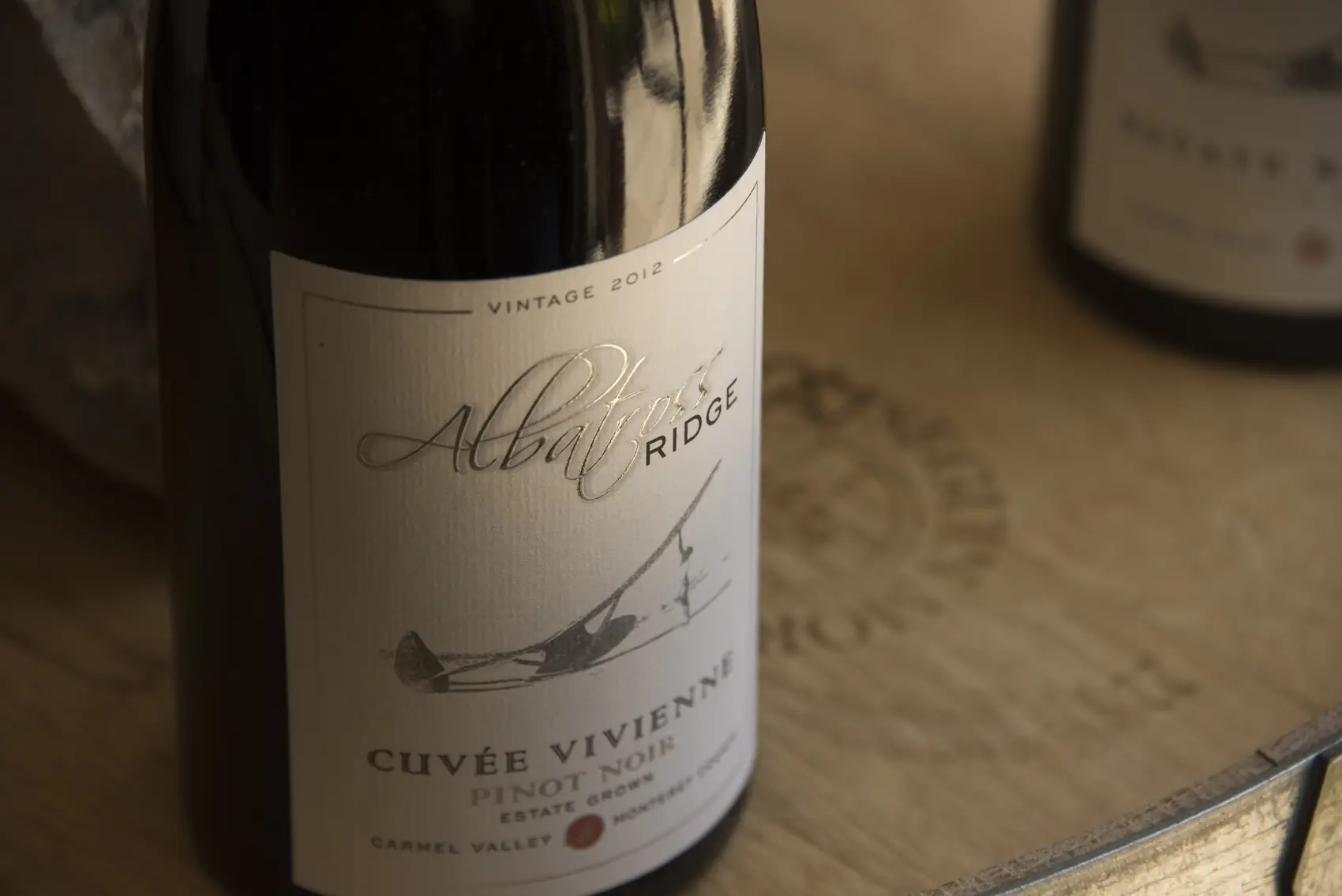 A bottle of Albatross Ridge in the tasting room