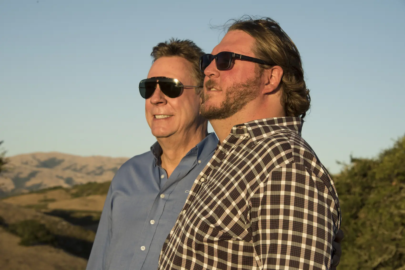 Brad and Garrett Bowlus in the vineyard