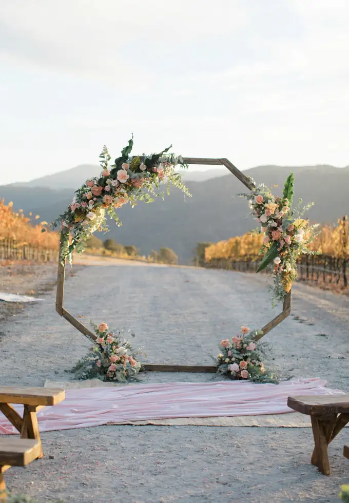 An arch at the end of the row