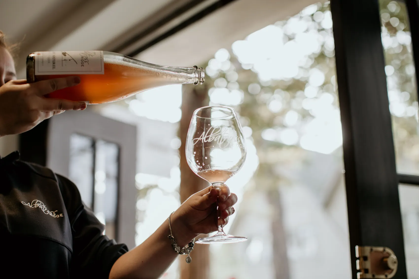 Wine poured in the tasting room